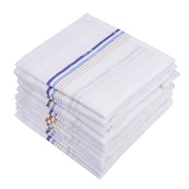 Namaste Trends 100% Cotton Mens Handkerchiefs - 16" x 16" Pocket Square Hankies for Wedding, Business or Daily Use (12, White Design 2)