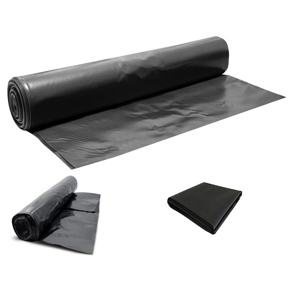 QVS Shop 4M X 50M Black Polythene Sheeting 125Mu / 500G Plastic Sheet Protection Cover