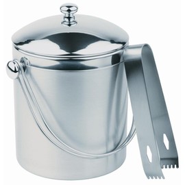APS Ice Bucket Set with Tongs, Stainless Steel, Silver, 9 x 12 x 16 cm