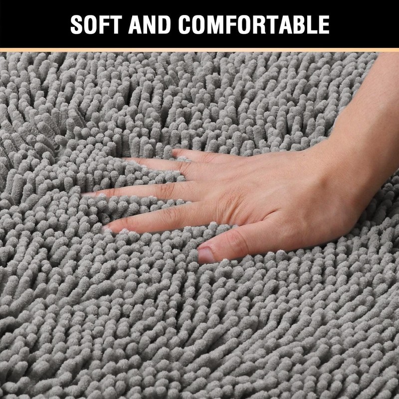 Smarcute Luxury Bath Mat for Bathroom Chenille Bathroom Mat Water