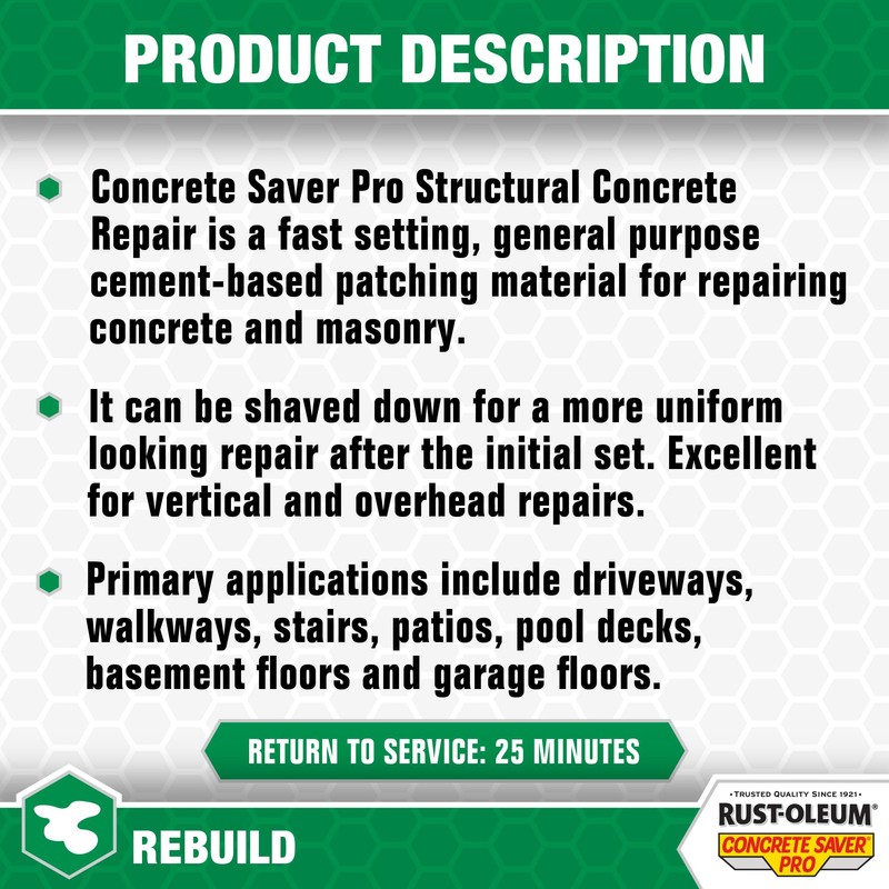 Rust-Oleum Concrete Saver Pro Structural Concrete Repair, 3 lb, Gray