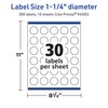 Avery TrueBlock Matte White Round Labels with Sure Feed, 1.25"