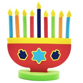 Hanukkah Foam Toy Menorah with Removable Candles and Dreidel Design