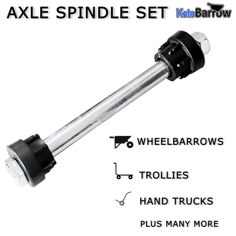 REPLACEMENT WHEELBARROW/WHEEL BARROW AXLE SET - 130MM - TO FIT