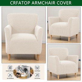 CRFATOP Stretch Mid Century Modern Armchair Slipcover 1-Piece Jacquard Accent Chair Covers with Arms Soft Waterproof Chair Slipcovers for Living Room Furniture Protector Office Reception Reading,13