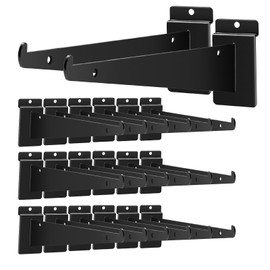 24Pack Slatwall Shelf Brackets 6 Inch, Heavy Duty Shelf Bracket for Slat Wall, Black Metal Slatwall Accessories, Slat Wall Shelf Bracket with Lip for Slatwall Panels Shelves Display Home Commercial
