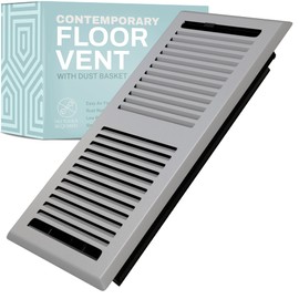 Home Intuition Contemporary 4x12 Inch Decorative Floor Register Vent with Mesh Cover Trap, Light Grey