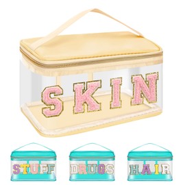 Preppy - Bolsa de maquillaje transparente para mujer, Beige-Skin
