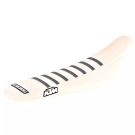 KTM SX SXF 125 250 350 450 SEAT COVER 2016-2018 ALL WHITE / GREY RIBS LOGO #143