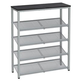 VASAGLE Shoe Rack for Entryway, 5-Tier Shoe Rack Organizer with Storage Shelves and Spacious Top, Freestanding, Adjustable, Industrial, Charcoal Grey and Metallic Silver ULBS038E22