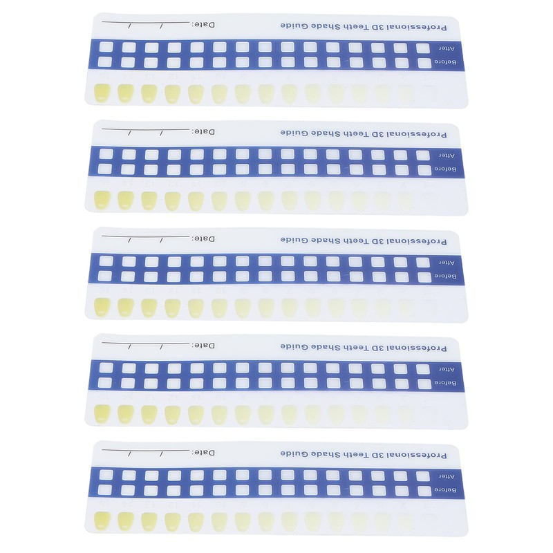 5pcs Teeth Whitening Shade Guide, Tooth Shade Chart Comparing Card,