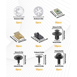 Flaconi 80PCS Befestigungsclips Auto,Karosserie Clips,Auto Befestigungsclips Set,Blechmuttern Kfz,Karosserieschrauben & U Type Karosserie Clips,Geeignet für die Befestigung von Stoßstangen,Kotflügeln