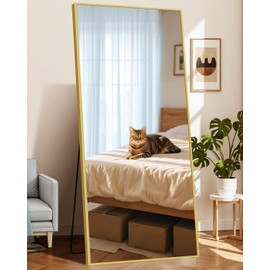 InfiniGlass 76"x34" Floor Mirror Full Length - Standing Mirror with Aluminum Alloy Frame, Large Body Mirror for Bedroom, Living Room, Wall Mounted or Leaning