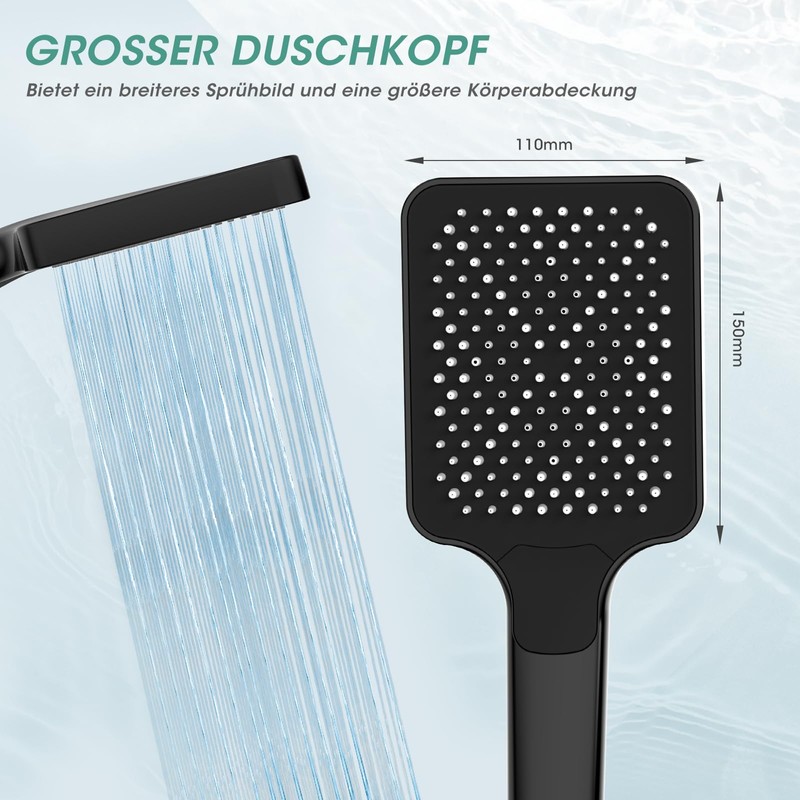FASDUNT Shower Head 3 Jet Types