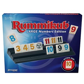 Pressman Rummikub Edición de números Grandes – El Juego Original de Azulejos Rummy Azul, 5 Pulgadas