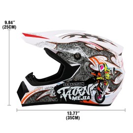 Senhill Motocross Helmet Dirt Bike Helmets Off-Road Helmet with Gloves Goggles for Unisex Adult Youth DOT/FMVSS 218 Approved (X-Large, White)