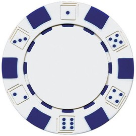 50 Clay Composite Dice Striped 11.5-Gram Poker Chips (WHITE)