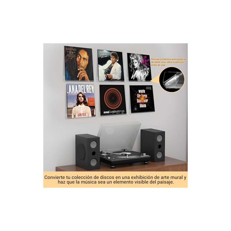 8Pcs Estantes Flotantes para Discos de Vinilo, Soporte para Vinilos