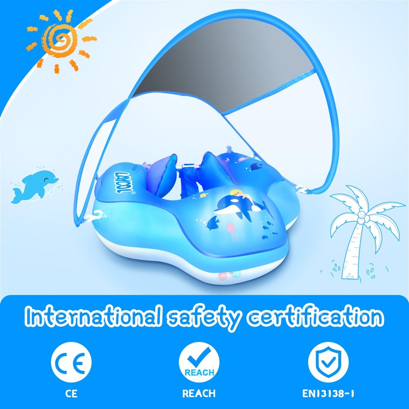 LAYCOL Baby Swimming Float with UPF50+ Sun Canopy Baby Floats