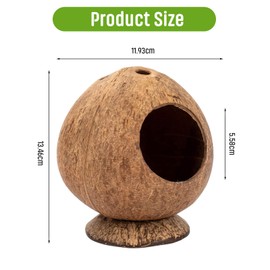 Yeqqzq Coconut Hut Hamster House Bed, Coconut Shell House for Gerbils Gecko, Snake & Ball Python Mice Guinea Pig Small Animal