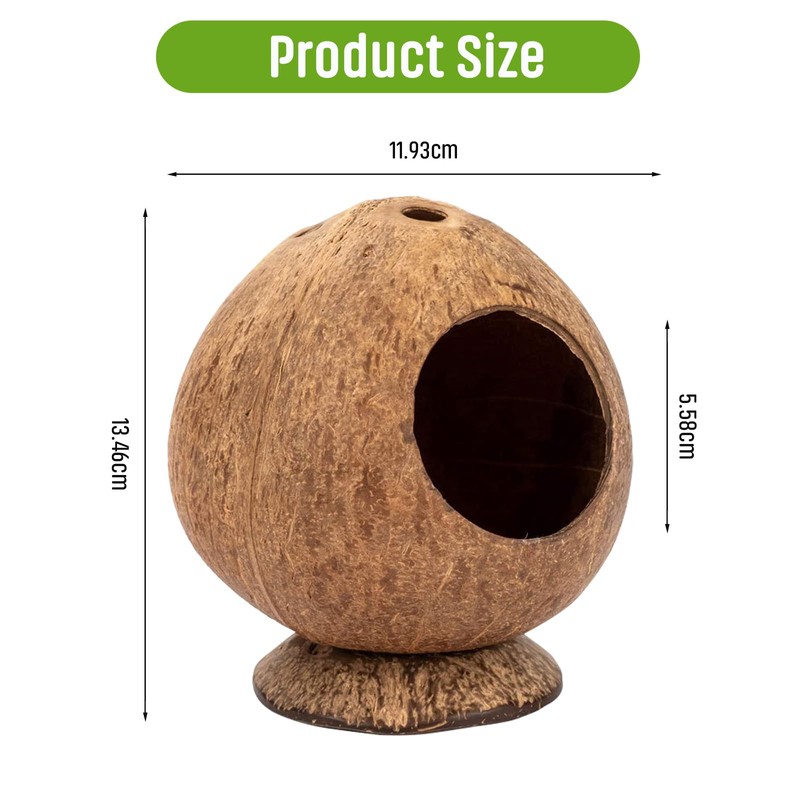 Yeqqzq Coconut Hut Hamster House Bed, Coconut Shell House for