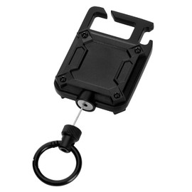 Soleebee Heavy Duty Retractable Keychain, Retractable Carabiner Badge Reel Key Holder, Square ID Badge Holder with Key Ring (Black)