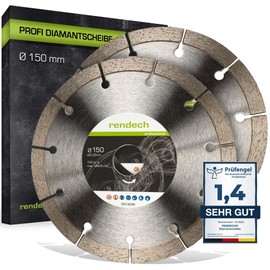 2x Rendech Diamond Disc, 125 Diamond Cutting Disc, 230 Cutting Disc, 150 for Concrete, Masonry, Granite