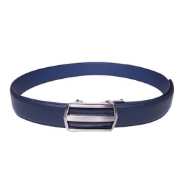 Men's Belt Genuine Leather Dress Belts Ratchet Automatic Buckle Size Customized (44/46, Navy)