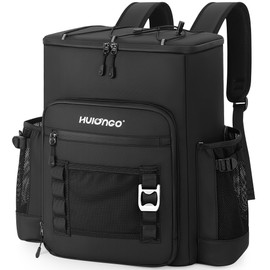 Hulongo Large 52cans Waterproof Insulated Cooler Backpack for Men & Women, Leak Proof Backpack Cooler, Soft, 8Gal (Black)