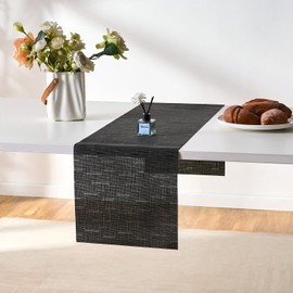 LRartdeco Black Table Runner, Modern, Table Runner, Washable, Heat-Insulated PVC, Table Runners Table Decoration, for Indoor and Outdoor Table Decoration, 30 x 180 cm