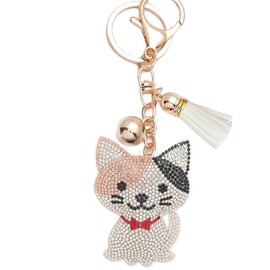 Bling Pets & Creatures Bag Charm with Keychain, Fashion Accessory For Keys, Purse, Backpack decor keychain bag keychain charms:_Tabby Cat, Gold Hardware