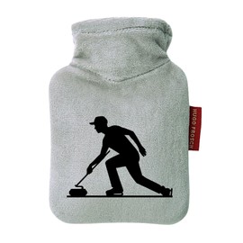 Huuraa Taschenwärmer Curling Silhouette Geschenk 0,2 Liter Grey Mini Veloursbezug Curling Geschenkidee