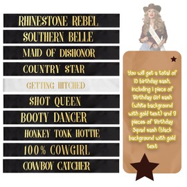 Mumucove 10 Pack Bachelorette Party Sashes Cowgirl Sashes for Bridal Party Decorations Bride Gifts Team Funny Sash for Bridesmaids Wedding Party