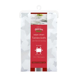 COUNTRY CLUB Festive Design Wipe Clean PVC Tablecloth - Christmas Tablecloth - Make Your Home Festive This Year (Stars)