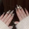 Luxury Press on Nails Coffin Meidum Fake Nails Luxury Rhinestones