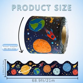 DMJUNCONG 68.9 Feet Galaxy Outer Space Galaxy Star Planet Bulletin Board Border Scalloped Bulletin Board Trim for Classroom Decoration,Wall Decoration,Home Decoration,Birthday Party Decorations