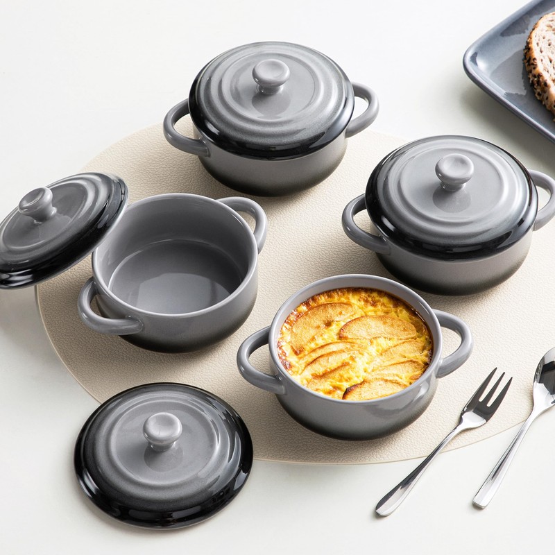 LOVECASA Mini Cocotte with Lid,12 OZ Small Casserole Dish for