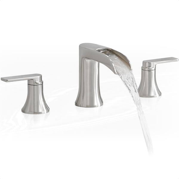 HOIGY Brushed Nickel Tub Faucet Set 3 Hole, Brass Deck