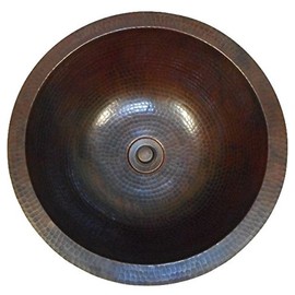 SimplyCopper 15" Rustic Round Copper Bath Sink In ORB Finish Drop In or Under Mount