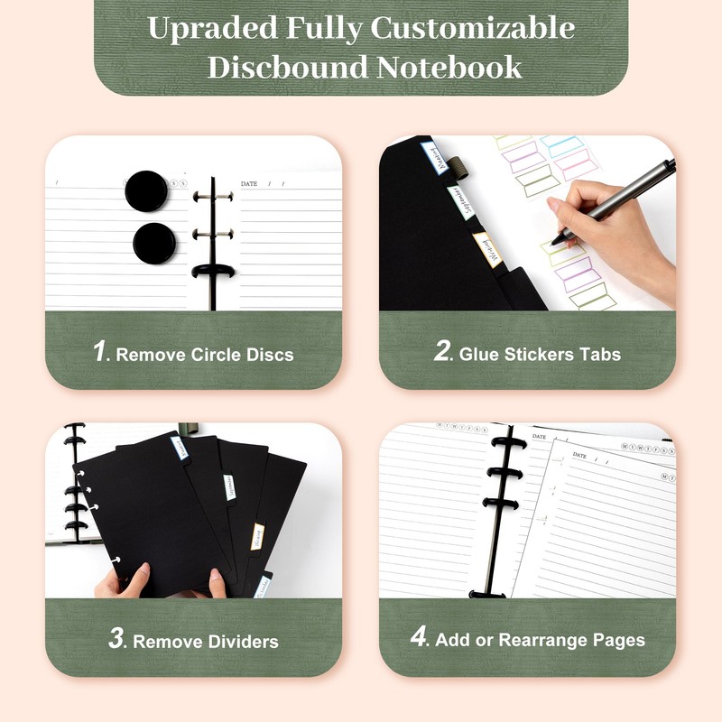 Yoment Discbound Lined Refills for 6.1 x 8.3 Hardcover Notebook,