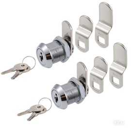 WOOCH Cabinet Cam Lock, 5/8 Inch Keyed Alike Cam Locks Secure File Drawer Door Mailbox Tool Box Dresser RV Cylinder Replacement Lock Hardware, Fits on 1/2" Max Panel Thickness (2 Pack) Chrome Finish