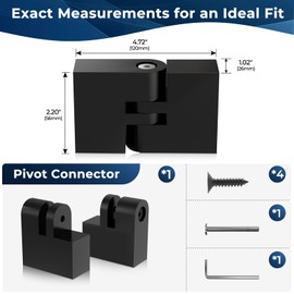 Gyykzz 1 Pack Vertical Pivot Connector 120mmx56mmx26mm for Stair Handrail, 180° Adjustable Handrail Fitting for Stair Railing System, High Strength POM Connecting Block Accessories for Stair Hand Rail