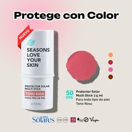 Seasons love your skin Kit facial Multi Stick con Color FPS 50 | Tono Rosa + Bronzer | Rubor, Labial y Sombra