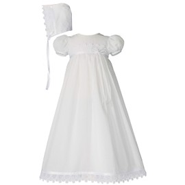 Little Things Mean A Lot 100% Cotton Handmade Girls Christening Special Occasion Dress with Italian Lace - w/Slip - 24M