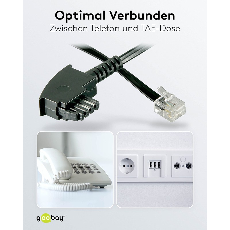 Wentronic TAE Cable TAE-F Male to Modular 6 m Black