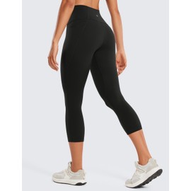 CRZ YOGA Womens Butterluxe Workout Capri Leggings with Pockets 21 Inches - High Waisted Gym Athletic Crop Yoga Black X-Small