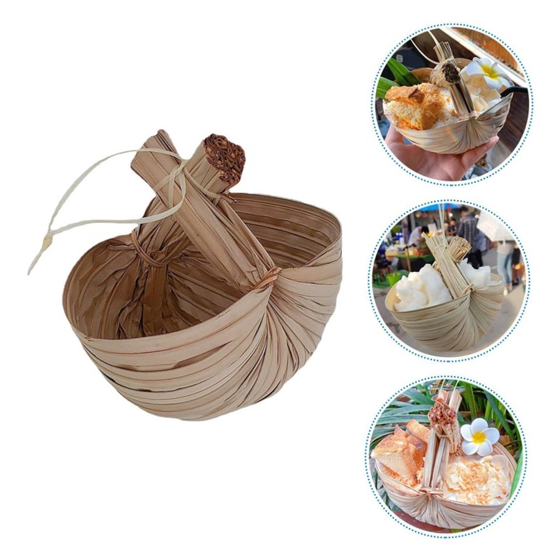 FUNOMOCYA Elegant Palm Leaf Smoothie Bowl for Milk Tea Desserts