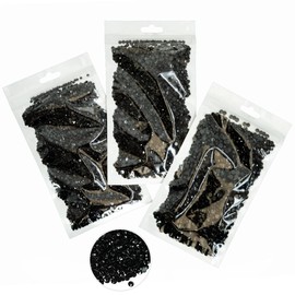 16000PCS Pure Black Resin Rhinestones for Crafts 3mm 4mm 5mm Dark Black Flatback Jelly Rhinestones Bulk SS10 SS16 SS20 Non-Hotfix Stones Diamonds Gems for Mugs Tumblers Bottles DIY Decor Crafts Decor