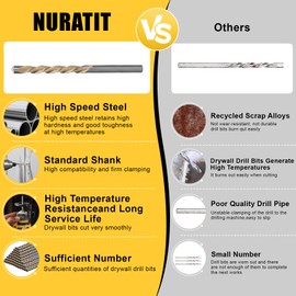 Upgrade 100 Pcs Drywall Bit, 5/32 Inch Drywall Drill Bit for Wood, Drywall Cutting Bit, Drywall Guide Point Cutting Bits, Drywall Router Bits for Use with Spiral Saw
