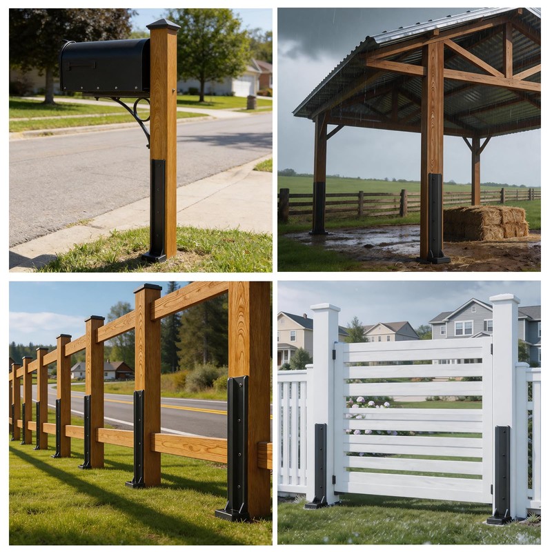 4 Pcs Fence Post Repair Kit, Quick Fix Broken/Wobbly/Tilted Wooden